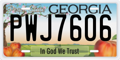 GA license plate PWJ7606