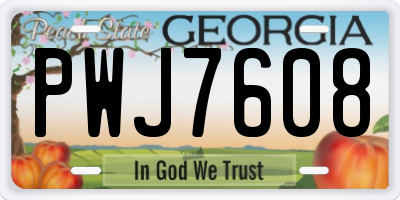 GA license plate PWJ7608