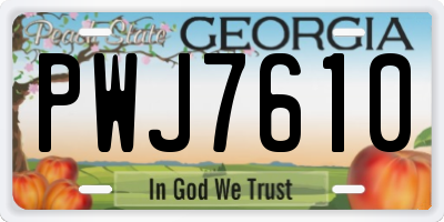 GA license plate PWJ7610