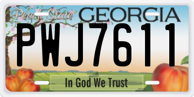 GA license plate PWJ7611