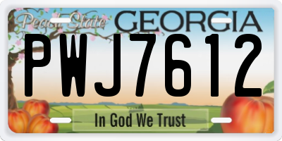 GA license plate PWJ7612