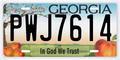 GA license plate PWJ7614