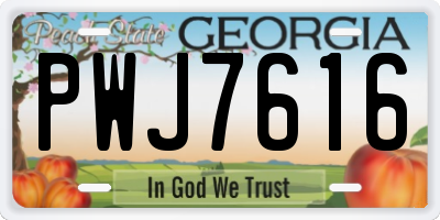 GA license plate PWJ7616