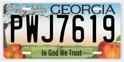 GA license plate PWJ7619