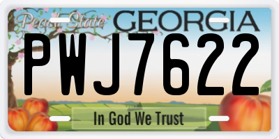 GA license plate PWJ7622