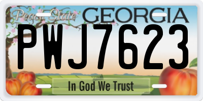 GA license plate PWJ7623