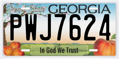 GA license plate PWJ7624