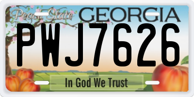 GA license plate PWJ7626