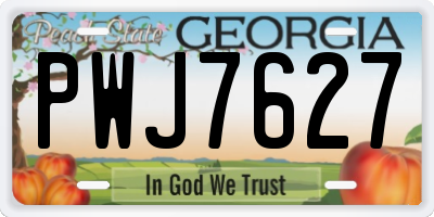 GA license plate PWJ7627