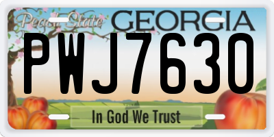 GA license plate PWJ7630