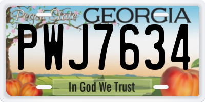 GA license plate PWJ7634