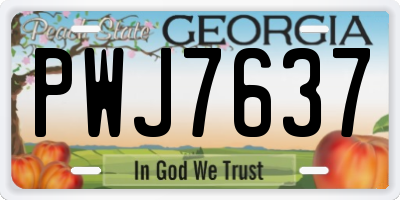 GA license plate PWJ7637