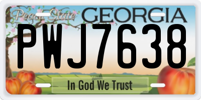 GA license plate PWJ7638