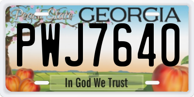 GA license plate PWJ7640