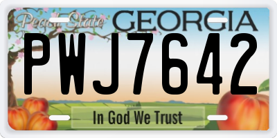 GA license plate PWJ7642
