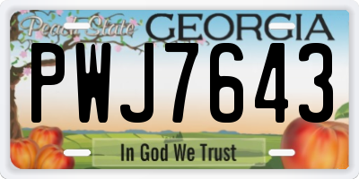 GA license plate PWJ7643