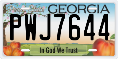GA license plate PWJ7644