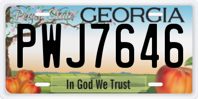 GA license plate PWJ7646