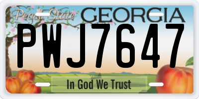 GA license plate PWJ7647