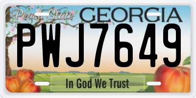 GA license plate PWJ7649