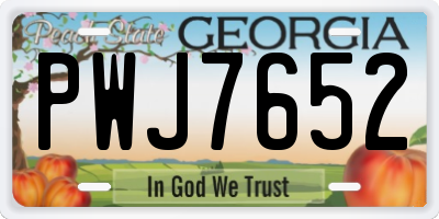 GA license plate PWJ7652