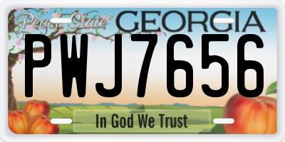GA license plate PWJ7656