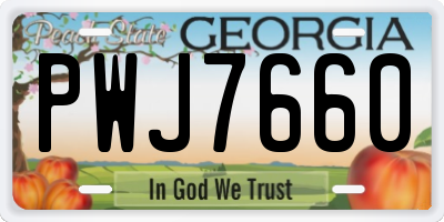 GA license plate PWJ7660