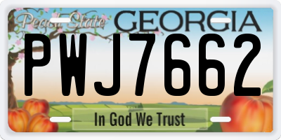 GA license plate PWJ7662