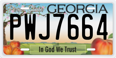 GA license plate PWJ7664