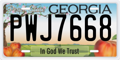 GA license plate PWJ7668