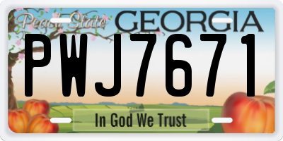 GA license plate PWJ7671
