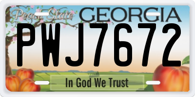 GA license plate PWJ7672