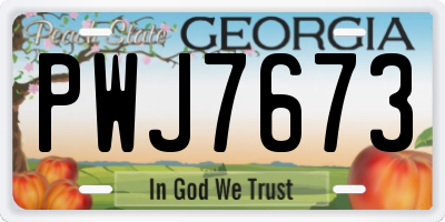 GA license plate PWJ7673