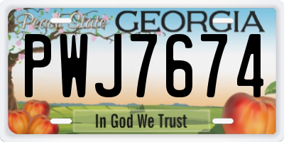 GA license plate PWJ7674