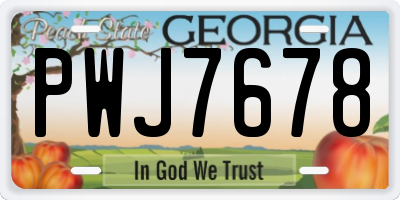 GA license plate PWJ7678