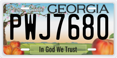 GA license plate PWJ7680
