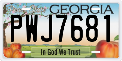 GA license plate PWJ7681