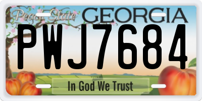 GA license plate PWJ7684