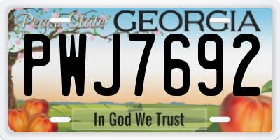 GA license plate PWJ7692