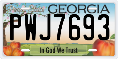 GA license plate PWJ7693