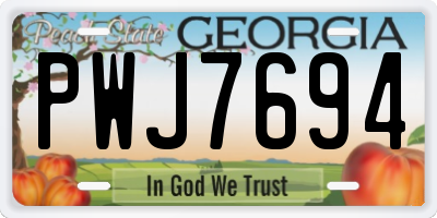 GA license plate PWJ7694