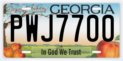 GA license plate PWJ7700