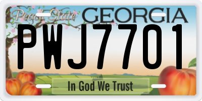 GA license plate PWJ7701