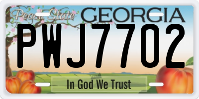 GA license plate PWJ7702