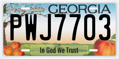 GA license plate PWJ7703