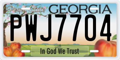 GA license plate PWJ7704