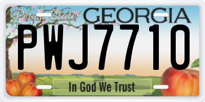 GA license plate PWJ7710