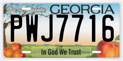 GA license plate PWJ7716