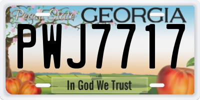 GA license plate PWJ7717