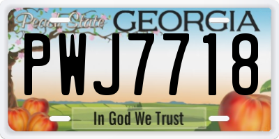 GA license plate PWJ7718